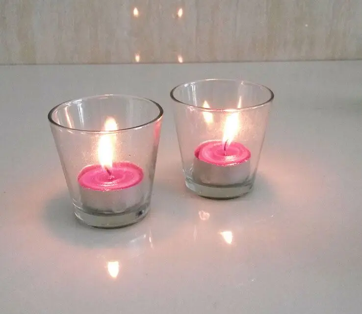 
graceful and colorful small glass candle holder cup 