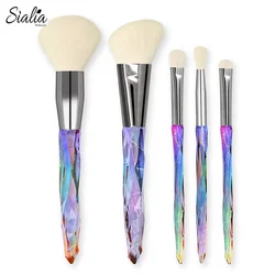 Sialia Wholesale Private Label 5 Pcs Glitter Crystal Handle Makeup Brush Set High Quality Make Up Brushes Kit