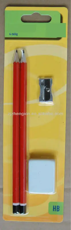 wooden HB pencil with erser blister  office school stationery gift  set pencil set