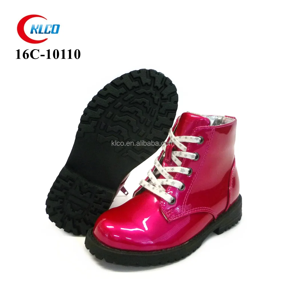 Оптовая продажа, детская обувь на плоской подошве из искусственной кожи, блестящие ботинки для девочек