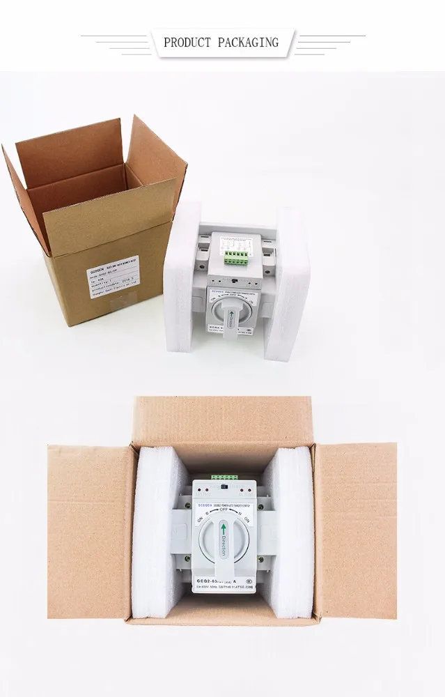 3 Phase Dual Power Generator Change Over Automatic Tranisfer Switch AC DC 200 AMP 50/60HZ AC400V CN;ZHE 63-2P HOLSO WHITE 400V