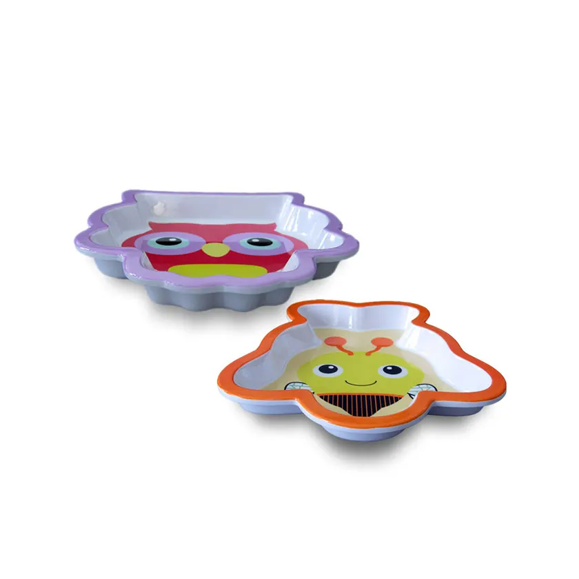 Пользовательские мультфильм печати 100% сова пчелы в форме меламина бамбуковое волокно риса меламина пластины