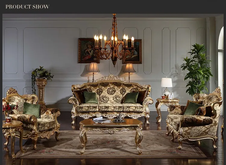 Indoor furniture of Europe style sofa set hand crave royal reproduction sofa set