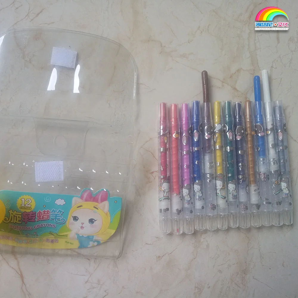 12 colors personalized fancy crayons mini grease twist crayons for children