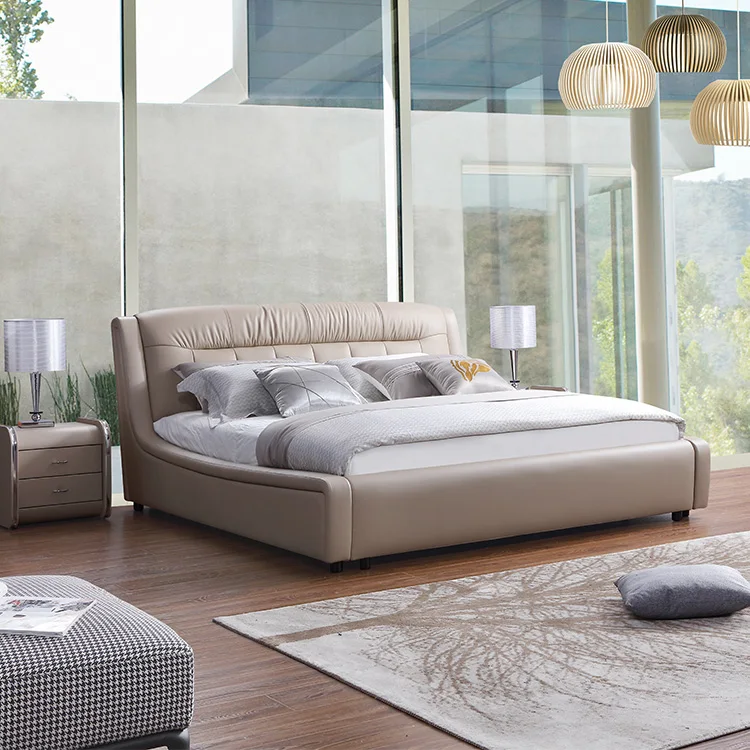 Wholesales queen king size storage upholstered double bedroom set bed design furniture 2380