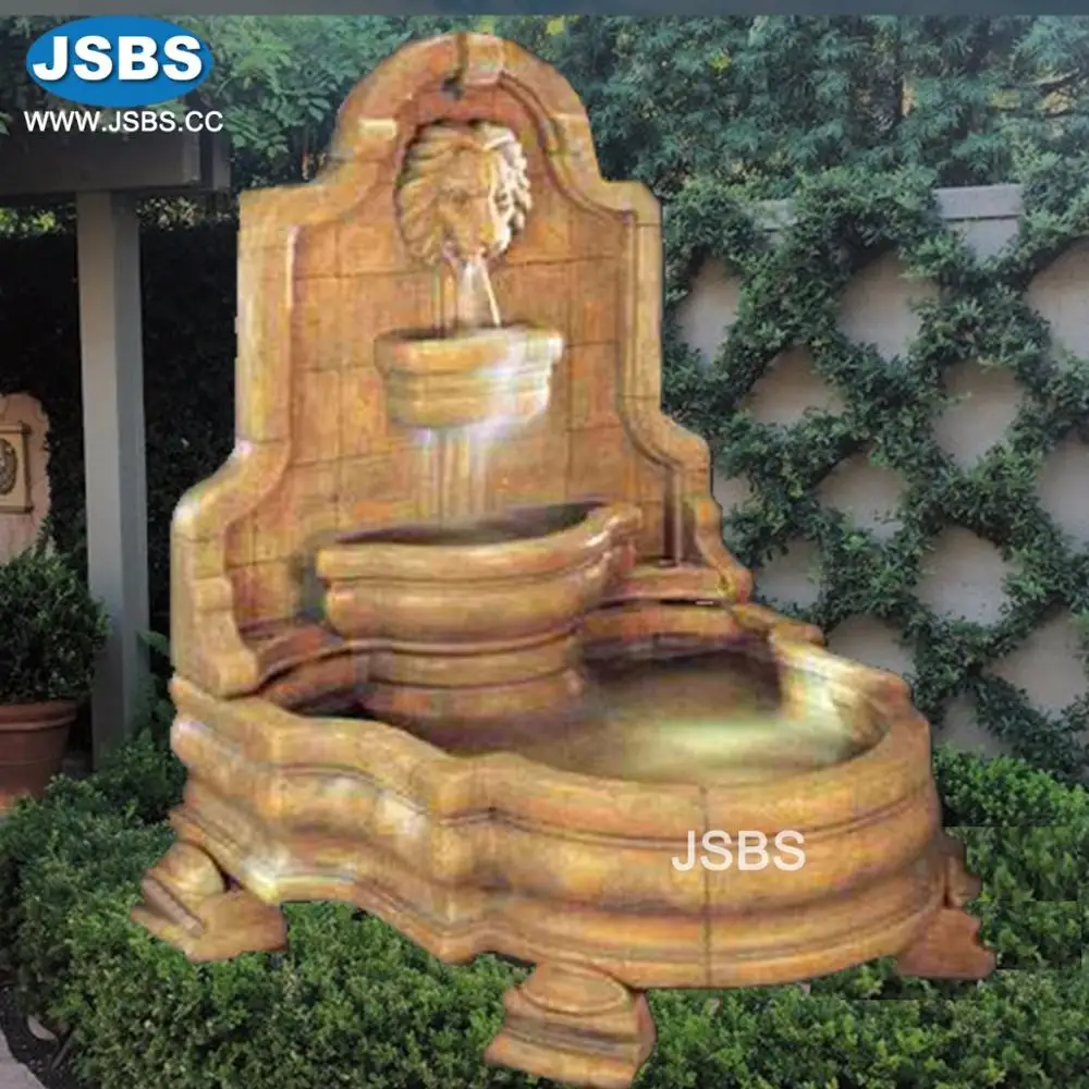 Outdoor Decorative Natural Stone Hand Carved Lion Head Marble Water Wall Waterfall Fountain Indoor