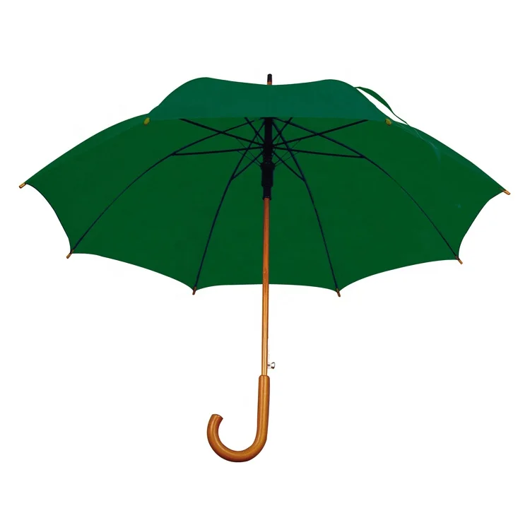 fiberglass polyester pongee windproof wood handle straight umbrella auto open