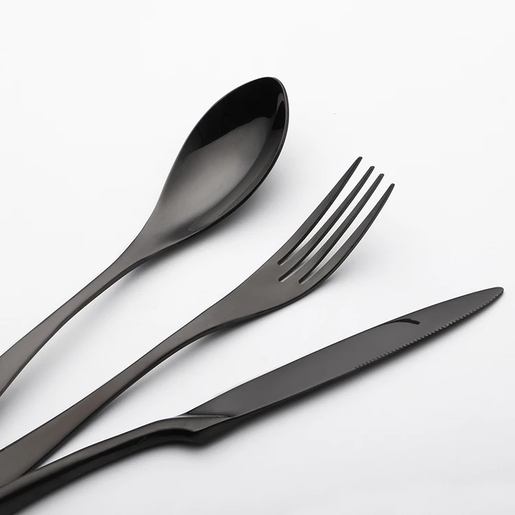 Titanium planted stainless black cutlery 4pcs silverware