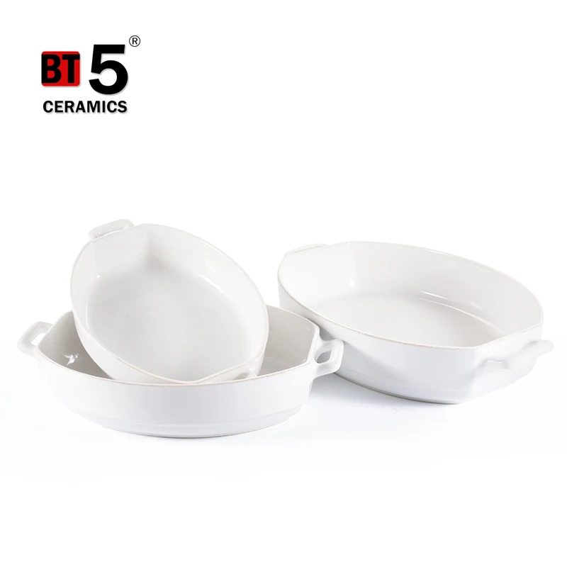 Wholesale Cookware Sets Ceramic Baking Dishes and Pans Sublimation Oven Pan Cakes Rectangular Au Gratin Dishes
