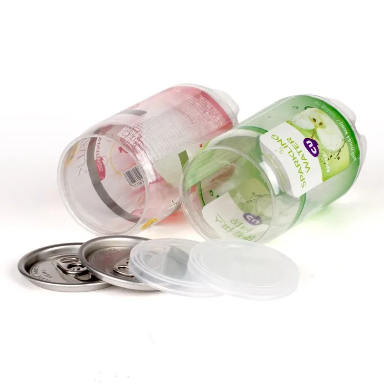 
Custom Pet Transparent Soft Drink Can Plastic Soda Can Beverage Can With Easy Open End 