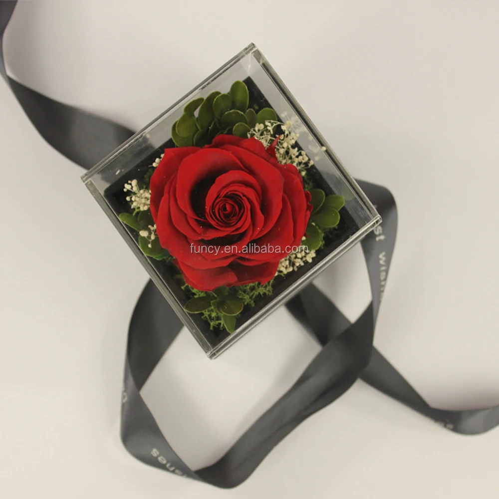 Square Jewelry Box Hydrangea Arrangement Preserved Rose in Box