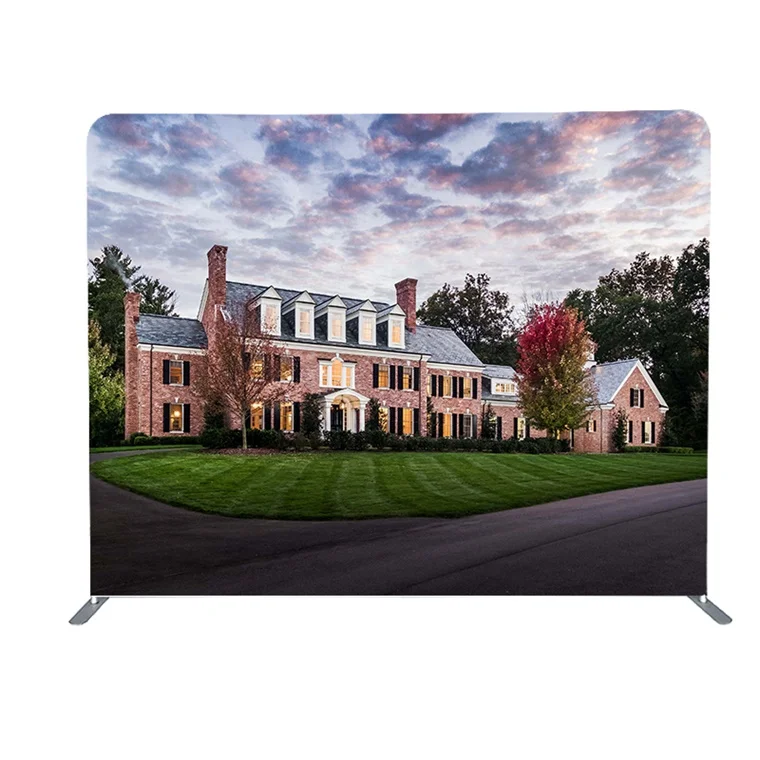 custom standard portable tension fabric aluminum tubes frame stand trade show collapsible backdrop with custom logo