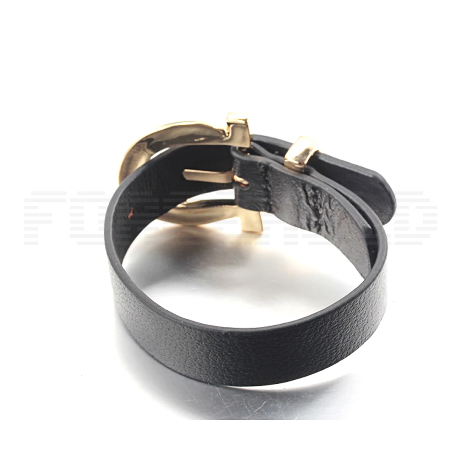 Stainless Steel Adjustable Buckle Clasp Genuine Leather Bracelet
