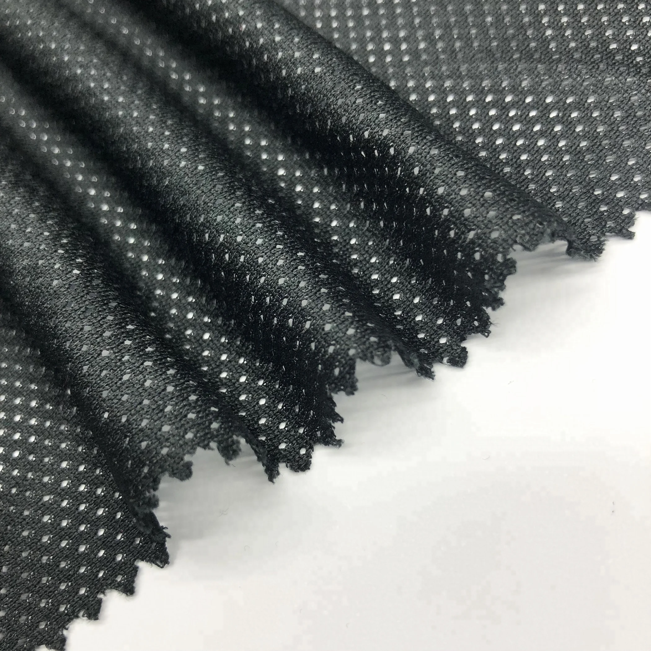 High Quality Cheap price 100% Polyester 120gsm 130gsm 160cm Warp Knit Fabric 5*1 DTY Tricot Black Mesh Football lining Fabrics