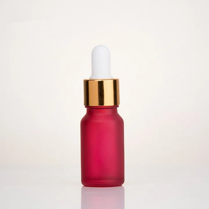5ml 10ml 15ml small glass colored essential oil bottle with gold dropper cap, empty cosmetic cuticle oil bottle for sale