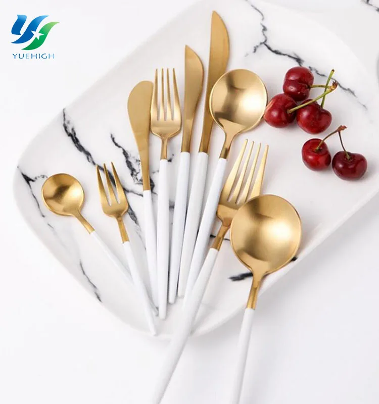 
Dining Table Stainless Steel Flatware Cutlery Set Gold Flatware 