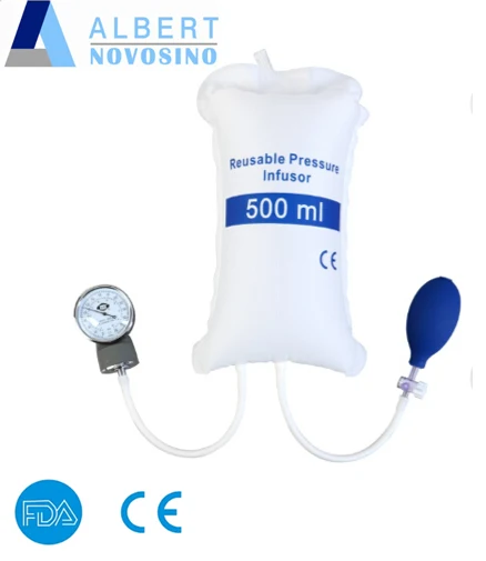 Reusable Manual pressure infusion bag with pressure indicator