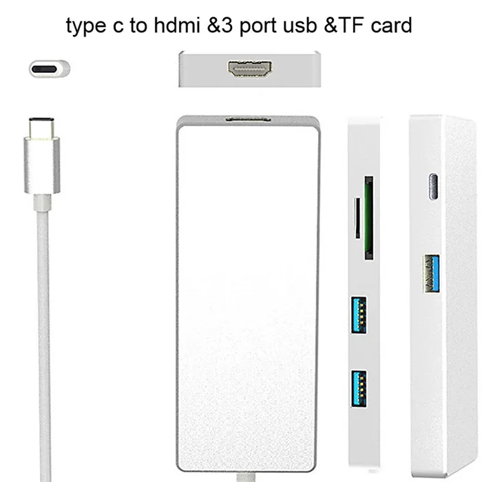 USB 3 1 Тип c к hdmi usb 0 концентратор порта TF/SD кард-ридер адаптер для Macbook