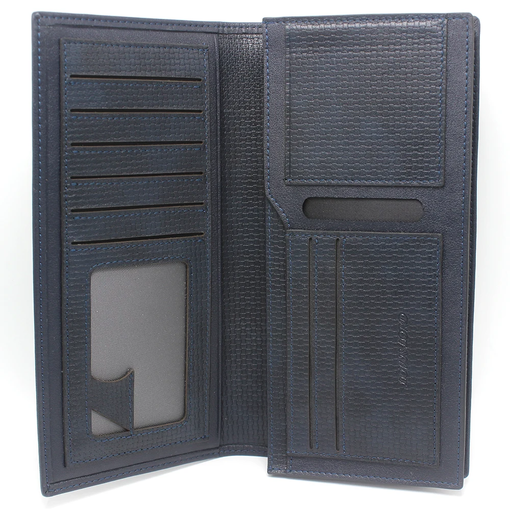 2022  Vintage Long Genuine Leather Passport Cheque Slim Wallet With Removable Coin Purse Chain Men Bifold Wallet For Men