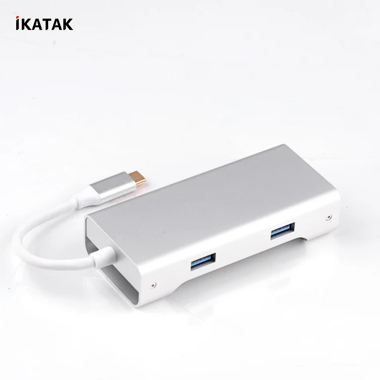 
2019 New Arrivals Sink Heat Design 7 in 1 Adapter HDMI RJ45 USB3.0 TF SD card Reader USB Type-C Hub 