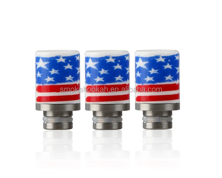 Design 510 ceramic SS vape drip tip American flag/skull printing
