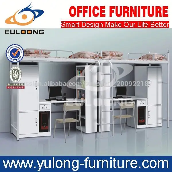 общеёитии ёелезная двухъярусная кровать с стол и шкафчик