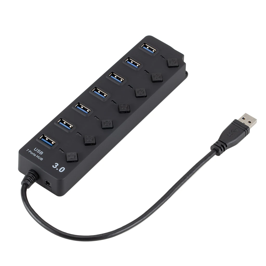 usb 7 port hub  usb 3.0 hub with individual switch  high speed usb 3.0 data hub