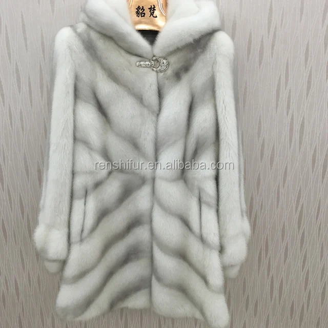 2019 Winter Mink Fur Coat Long Fur Coat For Pocket