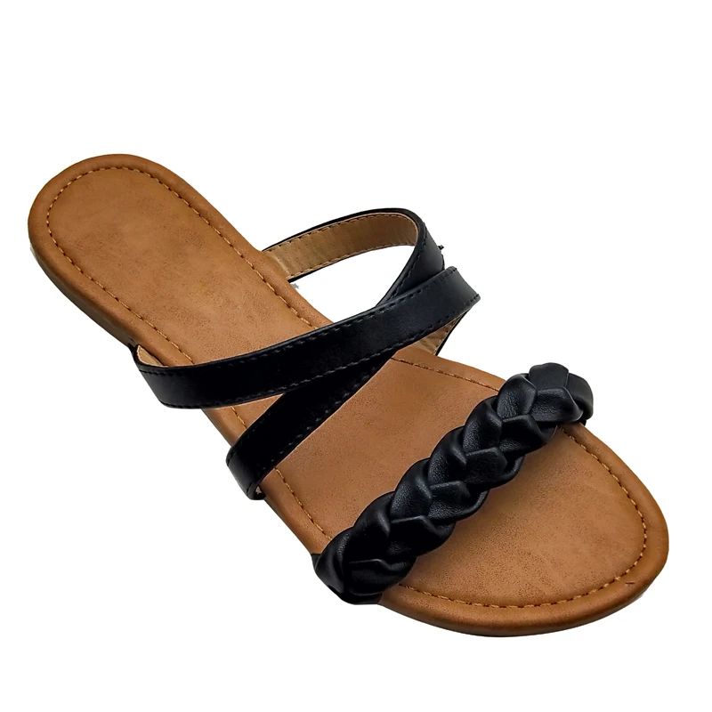 2022 Fashion Elegant Sandals Women Flat Ladies Shoes Genuine Slip On