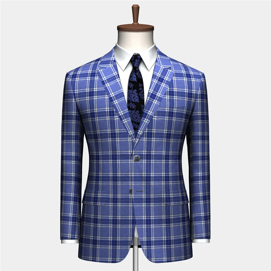 Новый дизайнерский клетчатый костюм в итальянском стиле из полиэстера и вискозы, мужской костюм, Блейзер, куртка, брюки, одежда, тканая ткань