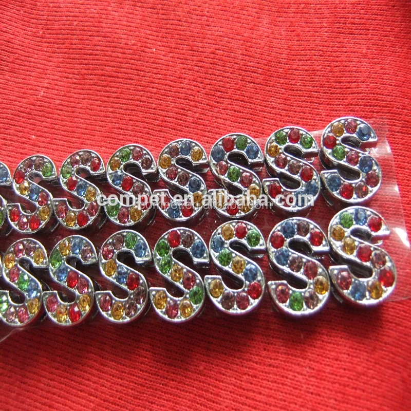 10 mm mixed color of rhinestones metal English letters alphabets accessories