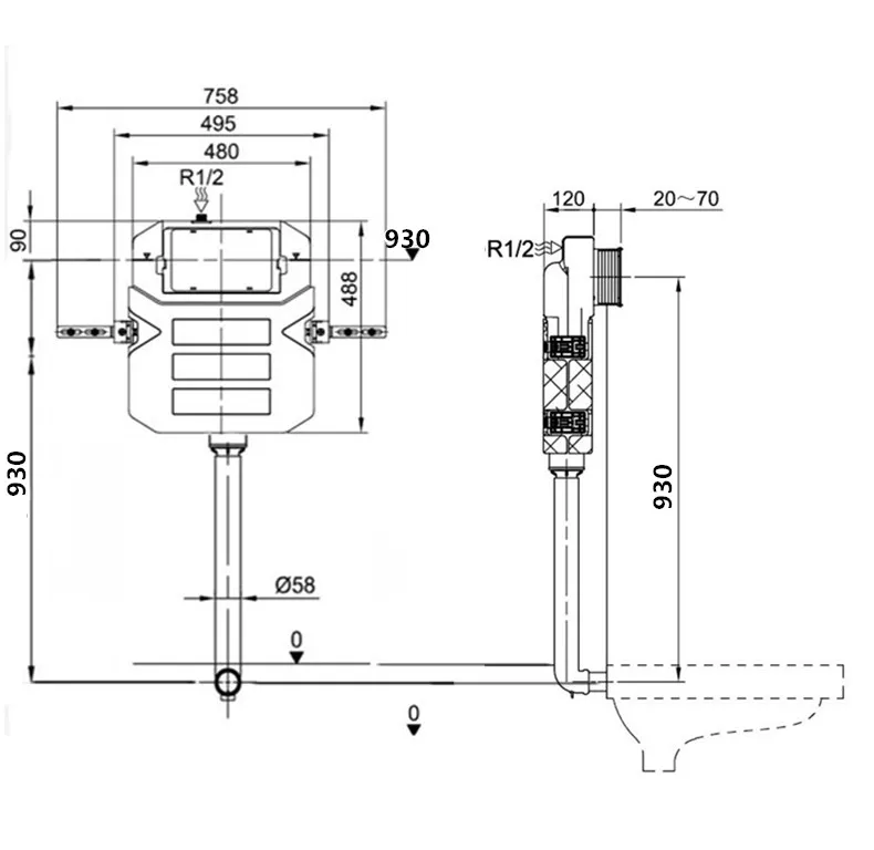 
hinding cistern for squatting pan floor wc public places sanitary 