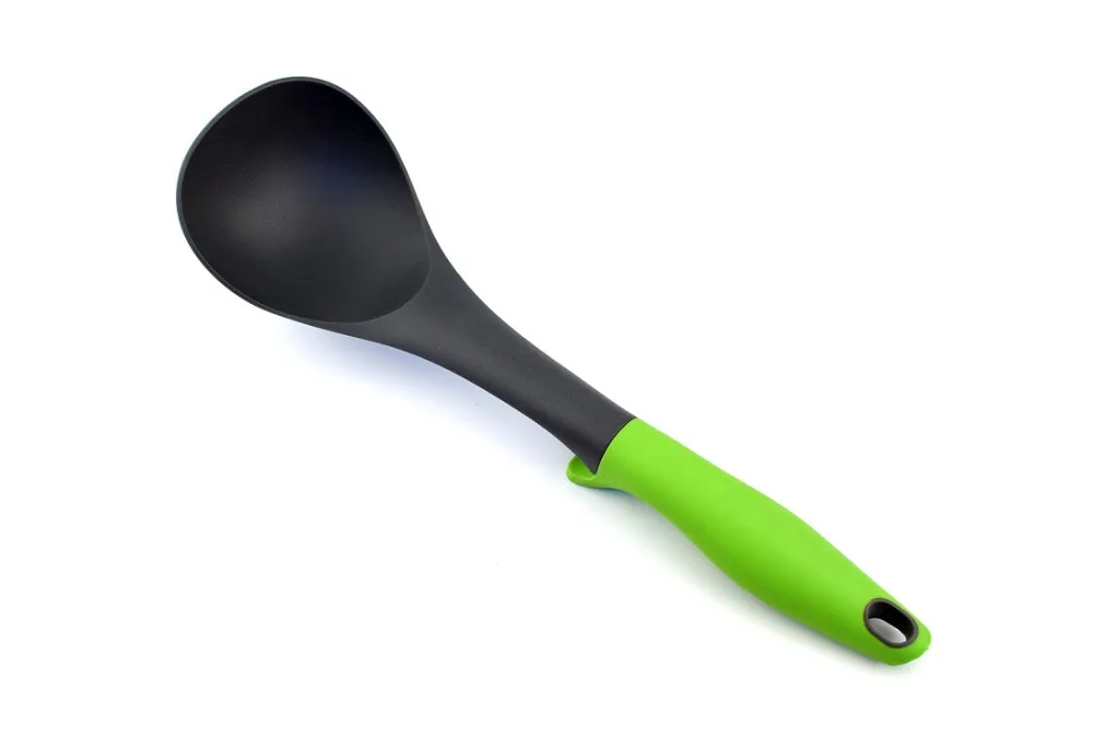 New heat resistant food safe nylon kitchen cooking utensils set 6 pieces with plastic holder