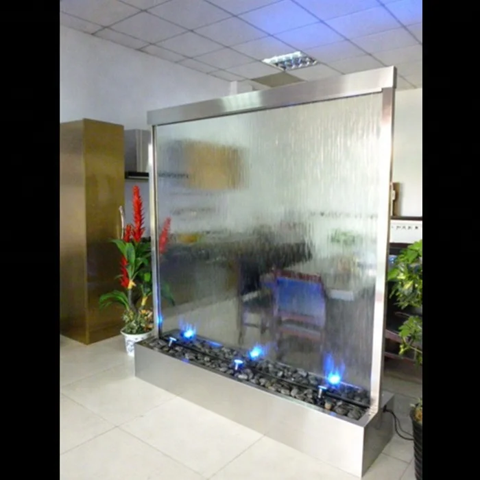 
glass waterfall lighted fountain room dividers 