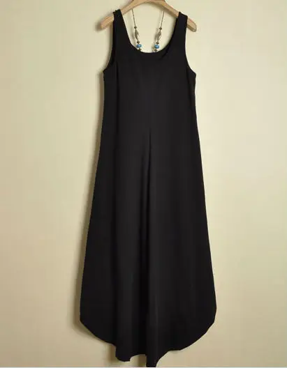 
New fashion black long dress without sleeve for young lady in summer wholesale 