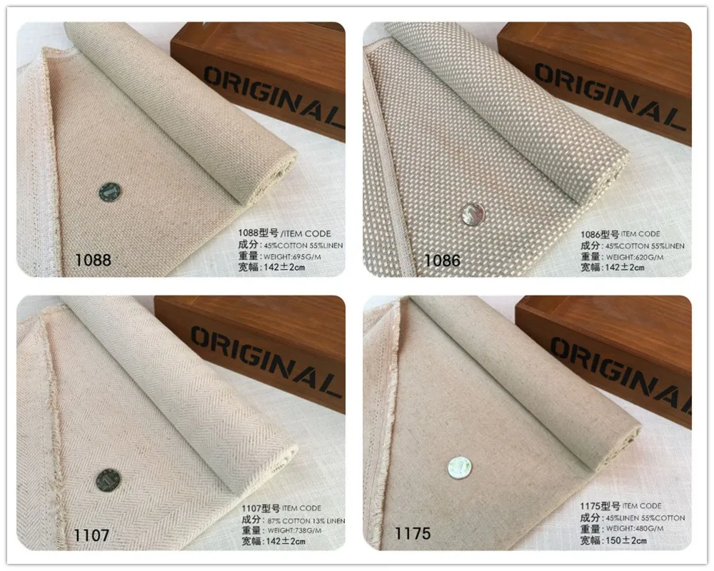 
150CMx100CM Contemporary Heavy Linen Cotton Fabric Natural Woven Upholstery DIY Eco-friendly Sofa Cover Fabric Width 145 cm Sell 