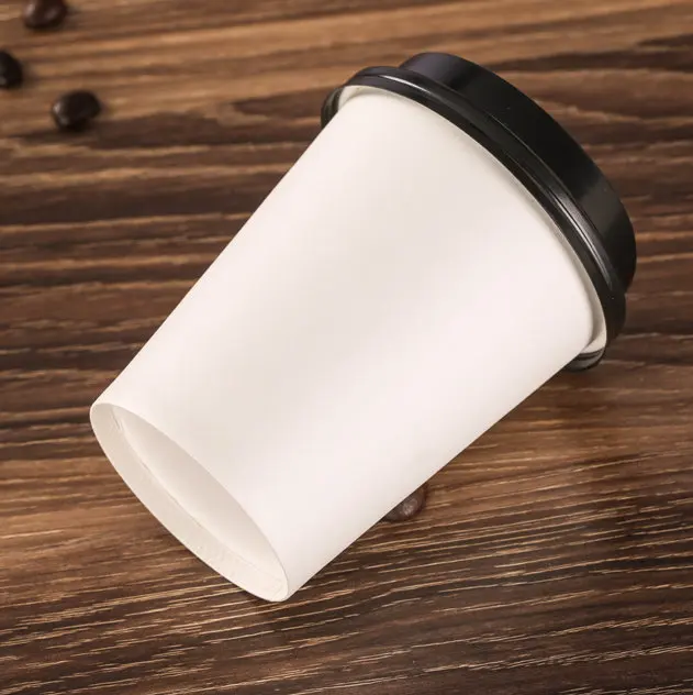 
Custom printing Logo disposable single wall paper coffee cup with plastic lids for drink 