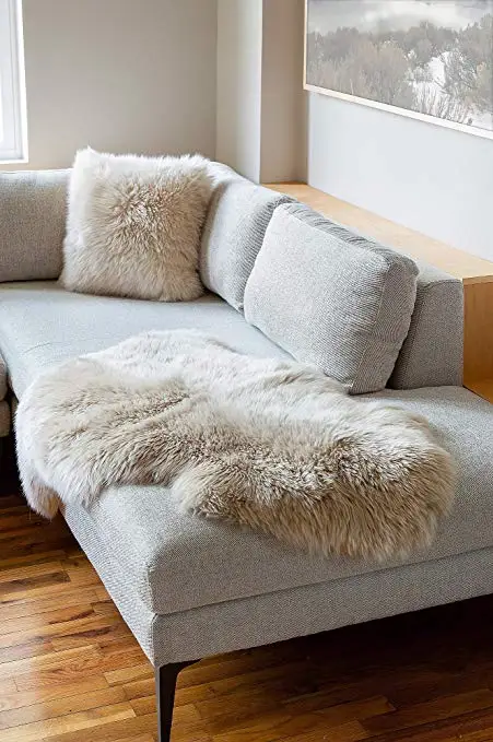Sheepskin Rug Super-Soft New Zealand Fur Throw Rug for Sofa Bed Or Floor Decor 60*90cm