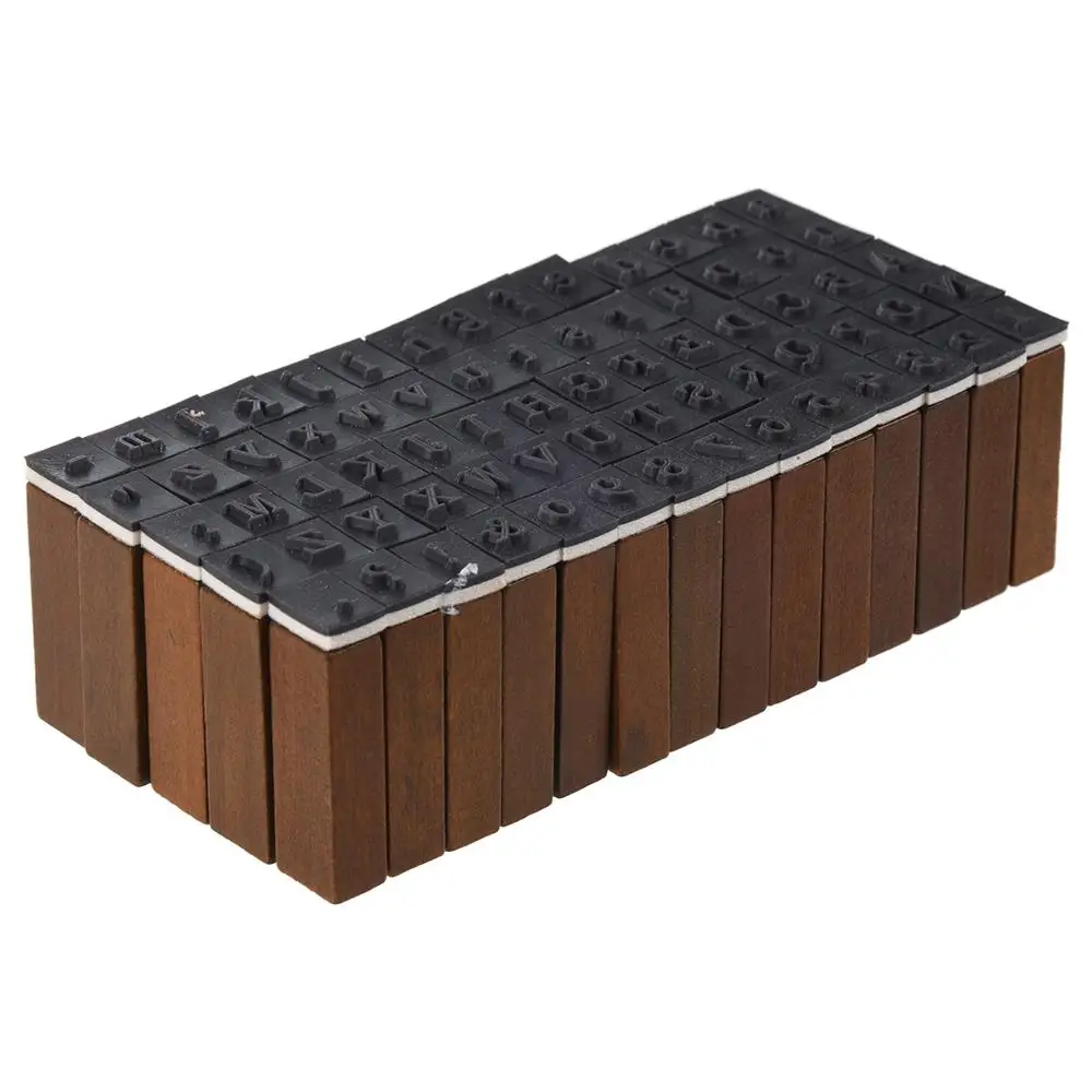 DIY 70pcs Retro Rubber Stamps Set Vintage Wooden Box Case Alphabet Letters Number Craft Scrapbooking Stationary