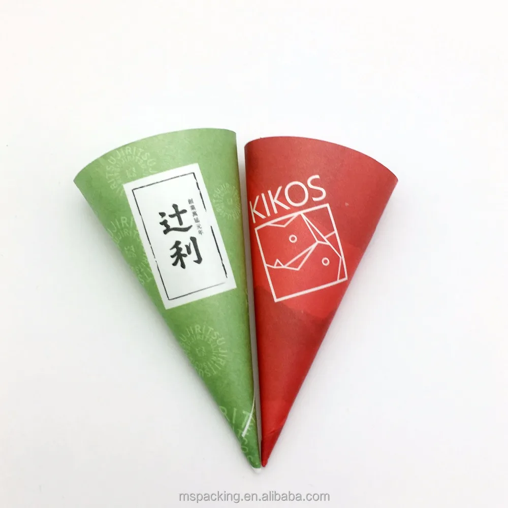 disposable paper foil cone cups holders for ice cream, ice cream paper rolled cone sleeves cup with custom design printed