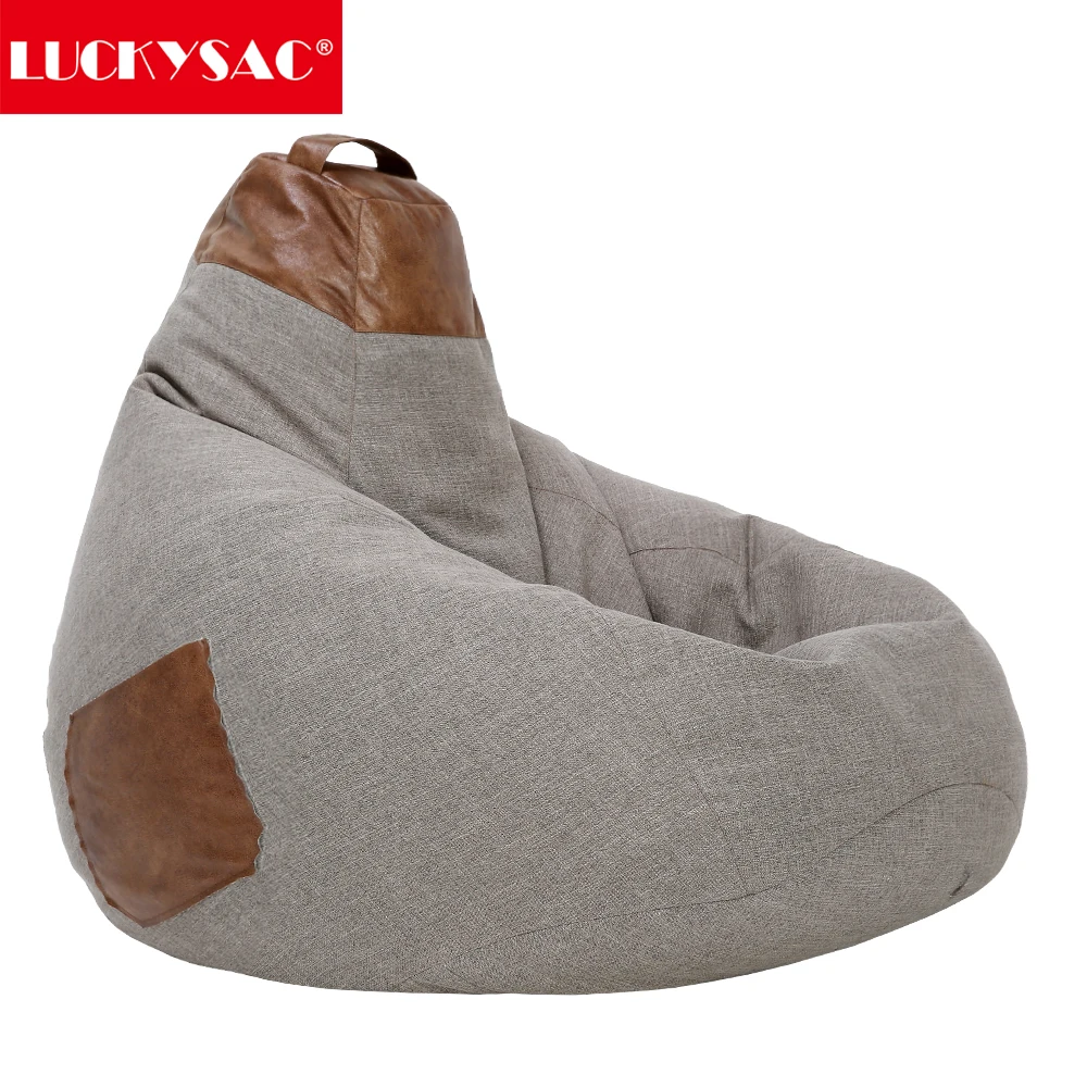 Factory Direct Supply Bean Bag Sofas Tear Drop Faux Linen Living Room Chair No Filling Lazy Chair for Adults