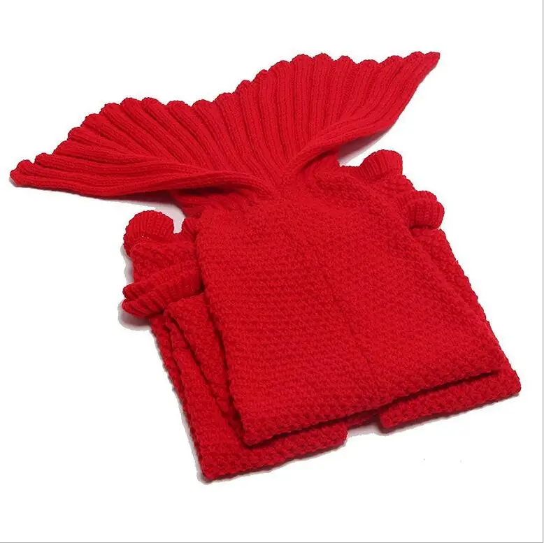 
Christmas gift soft and warm blanket with frills mermaid tail pattern cotton crochet knitted for kids 