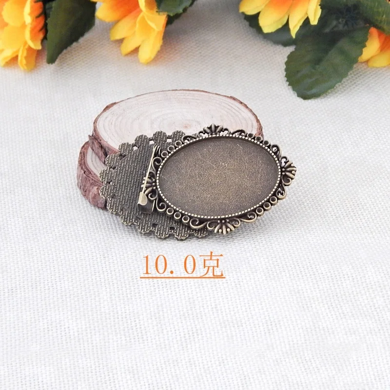 
Luyun 30*40mm retro bronze brooch pins time gem oval base cabochon for jewelry making 