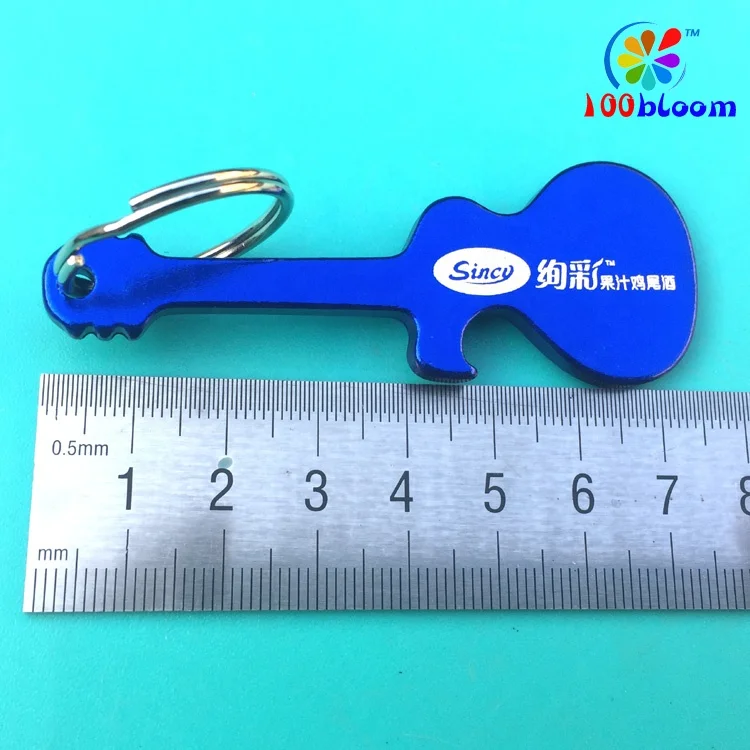 Factory directly wholesale 7.4cm aluminum guitar shape bottle opener keychain