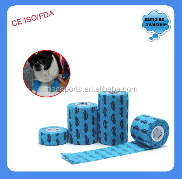 
Hand Tear Latex Non-woven Printed Colorful Cohesive Vet Wrap Bandage 