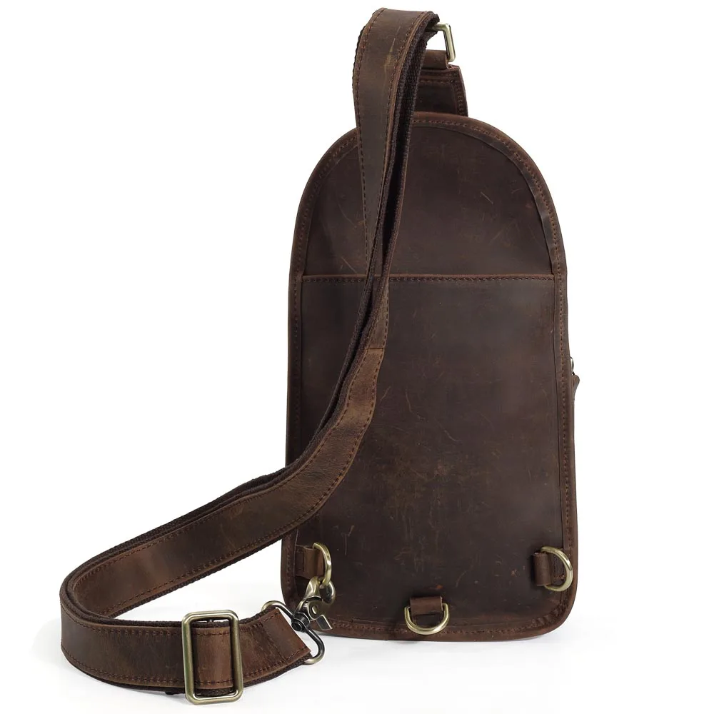 Tiding Vintage Style Genuine Leather Shoulder Sling Bag Men Leather Crossbody Chest Bag