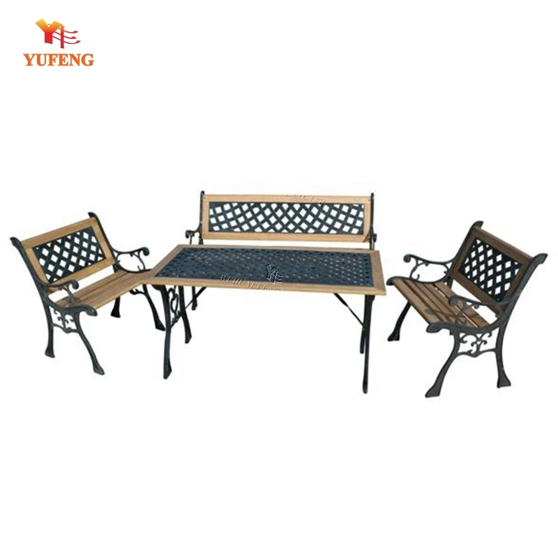 
 Стол и стул для парка из чугуна и твердой древесины  