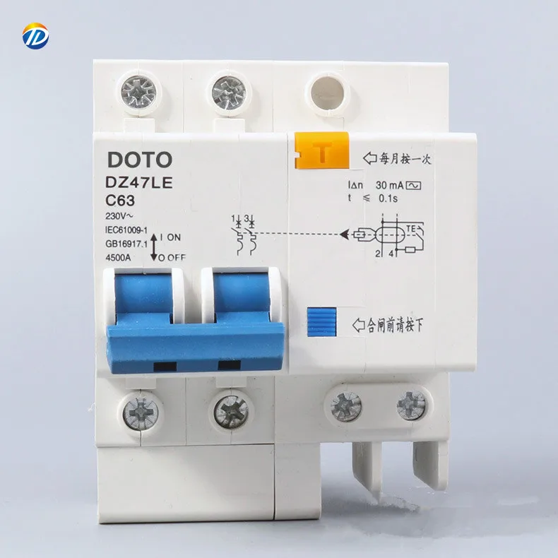 DOTO 1P 6A 10A 16A 20A 32A 40A 63A Earth Leakage Circuit Breaker Rccb/elcb/rcd RCBO