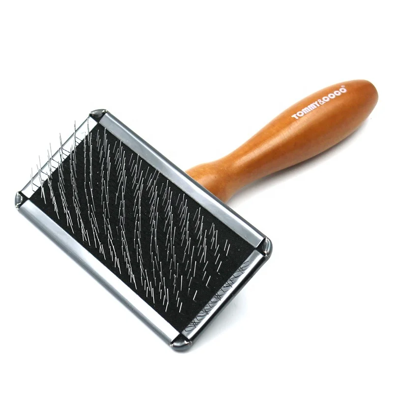 Pet Grooming Tool Hair Shedding Stainless Steel Dogs And Cats Wooden Slicker Brush