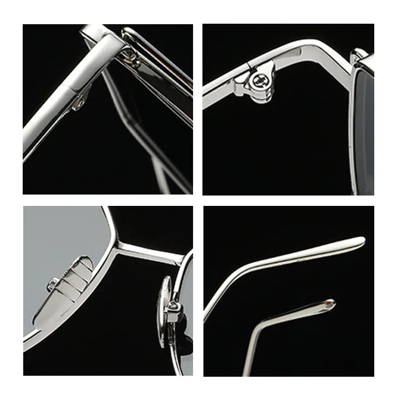 2019 Factory Hot Sale Vintage Metal Reflective Flat Lens Rose Gold Cat Eye Mirror Sunglasses Women Shades Sunglasses